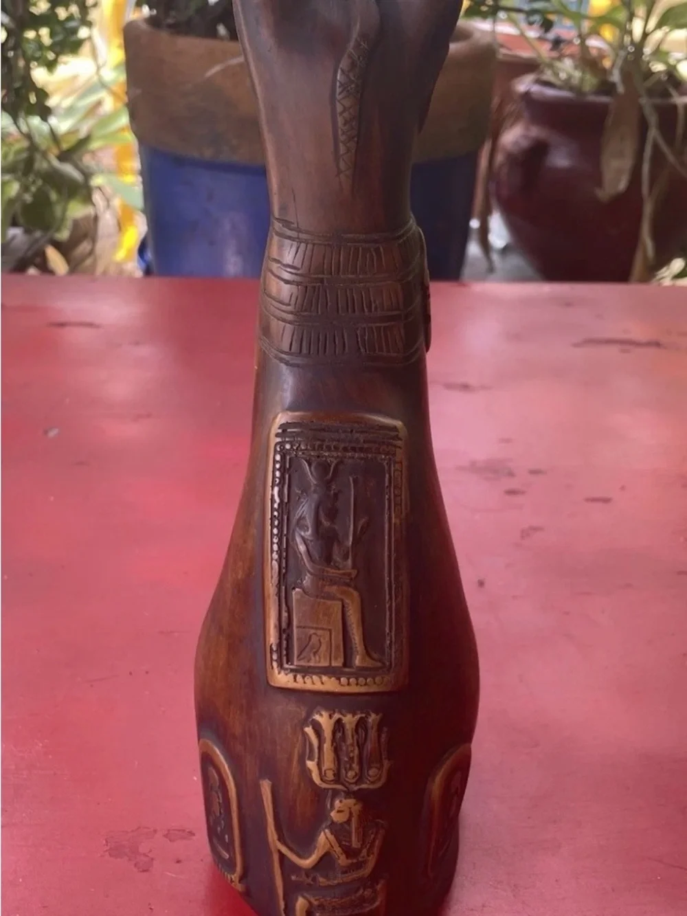 Decorative Antique Egyptian Bastet Statue Carving with Scarab